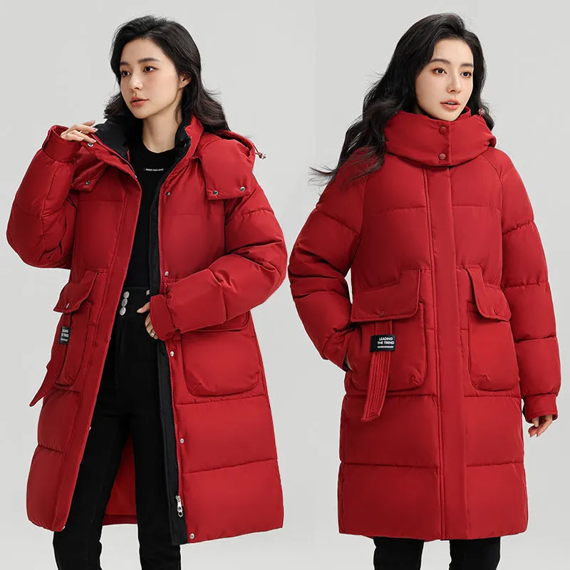 Women's Thickened Water-Resistant Puffer Jacket with a Full Zip