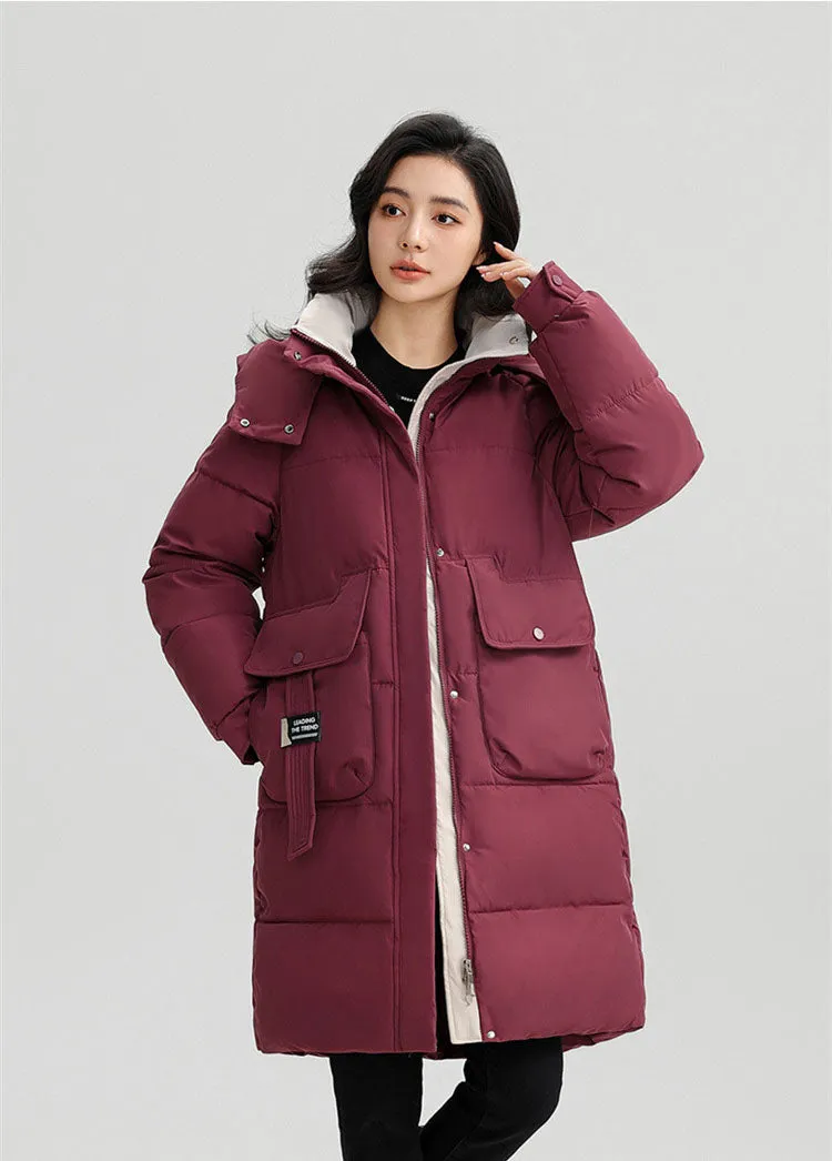 Women's Thickened Water-Resistant Puffer Jacket with a Full Zip