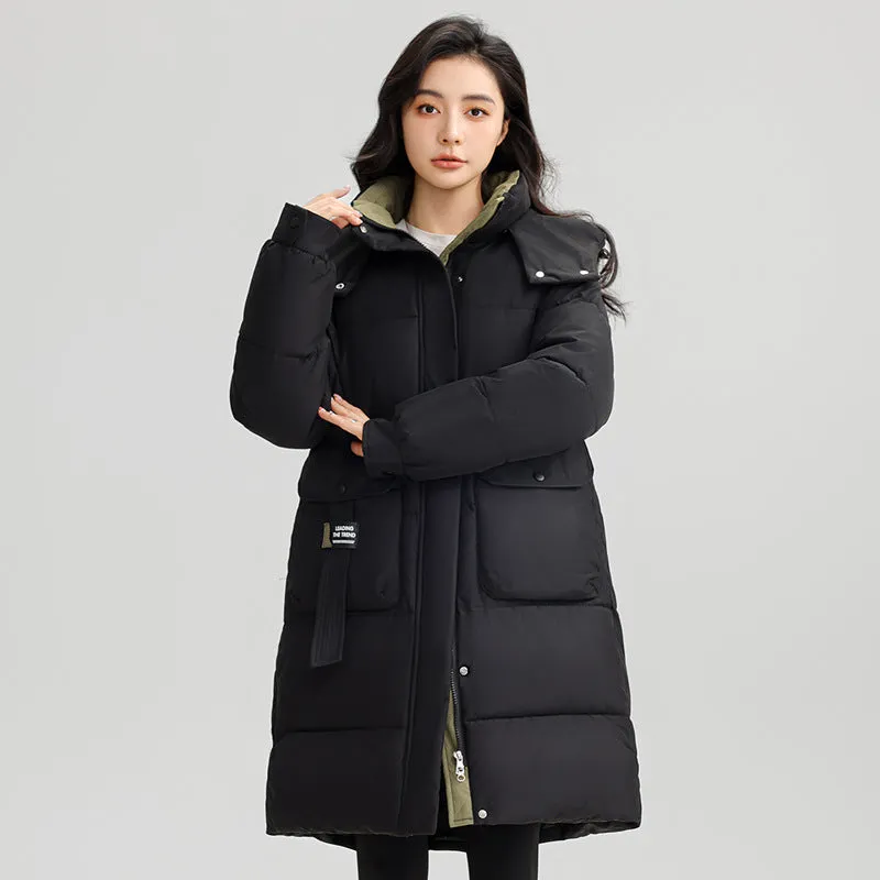Women's Thickened Water-Resistant Puffer Jacket with a Full Zip