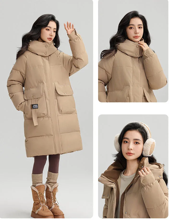 Women's Thickened Water-Resistant Puffer Jacket with a Full Zip
