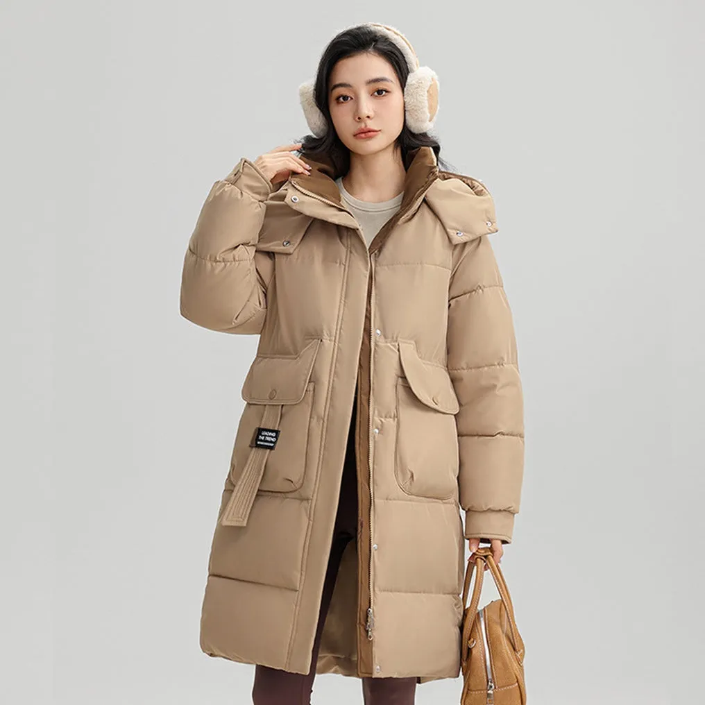 Women's Thickened Water-Resistant Puffer Jacket with a Full Zip