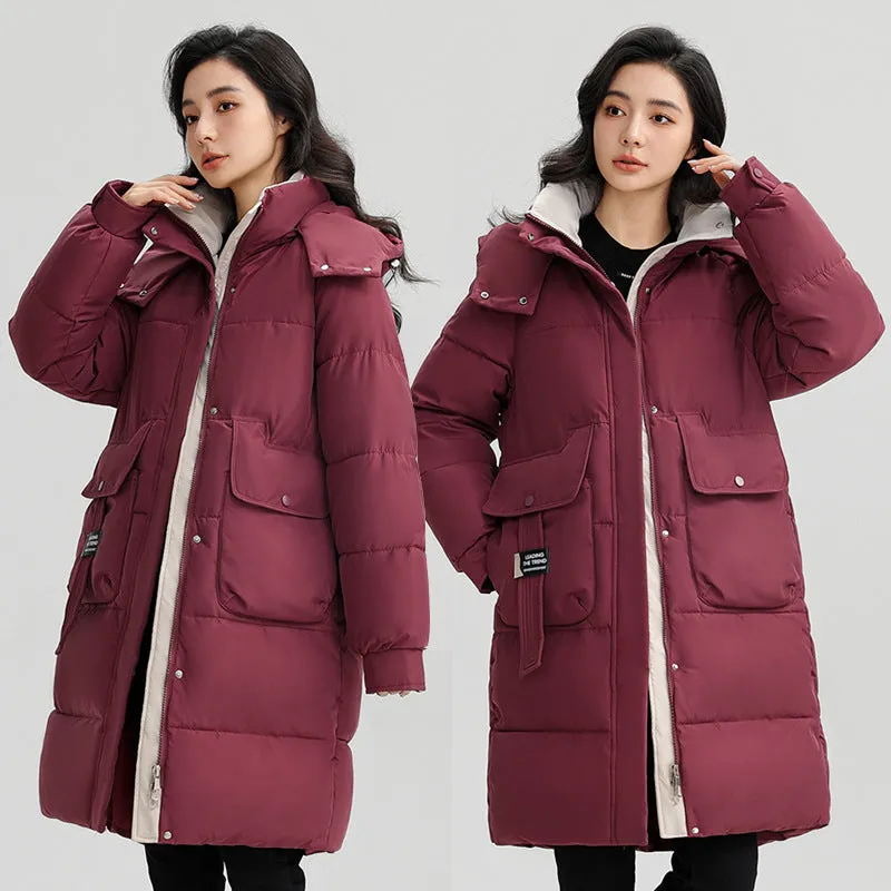 Women's Thickened Water-Resistant Puffer Jacket with a Full Zip