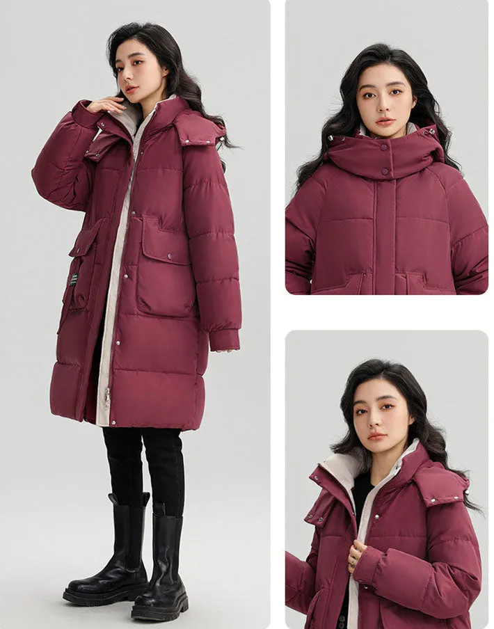 Women's Thickened Water-Resistant Puffer Jacket with a Full Zip