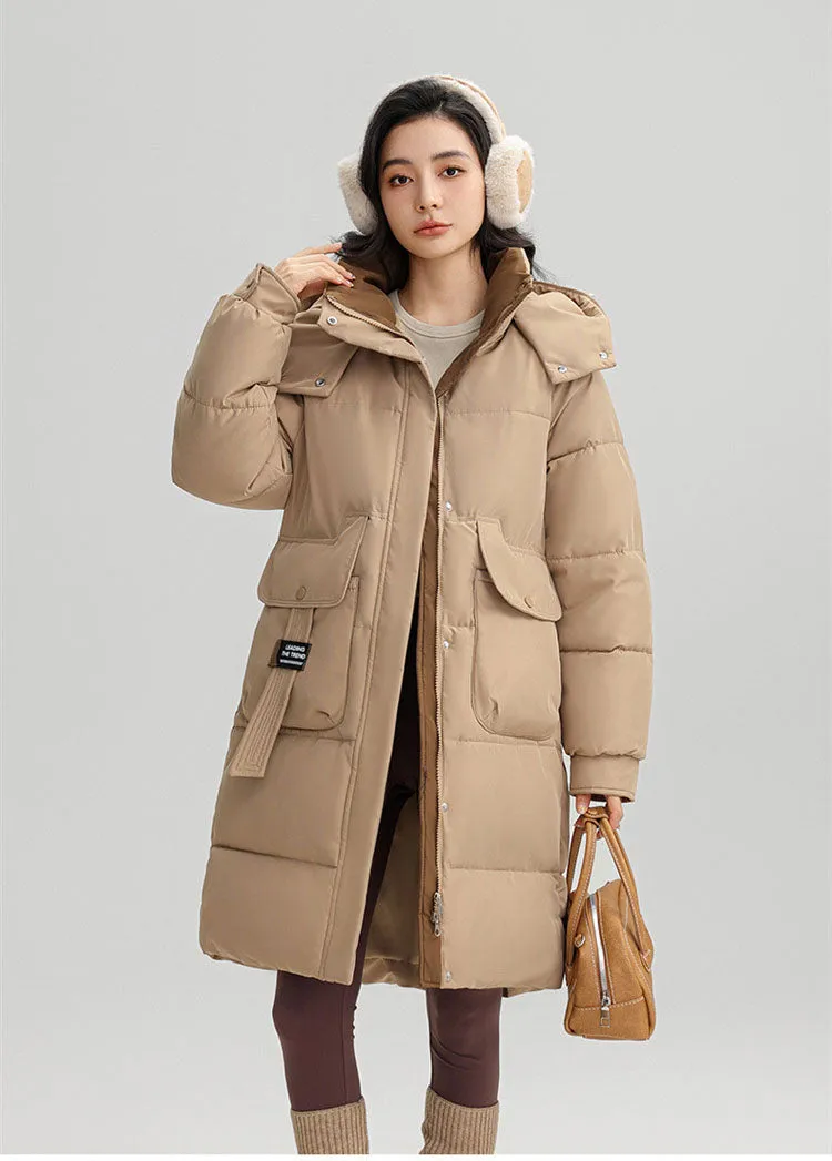 Women's Thickened Water-Resistant Puffer Jacket with a Full Zip