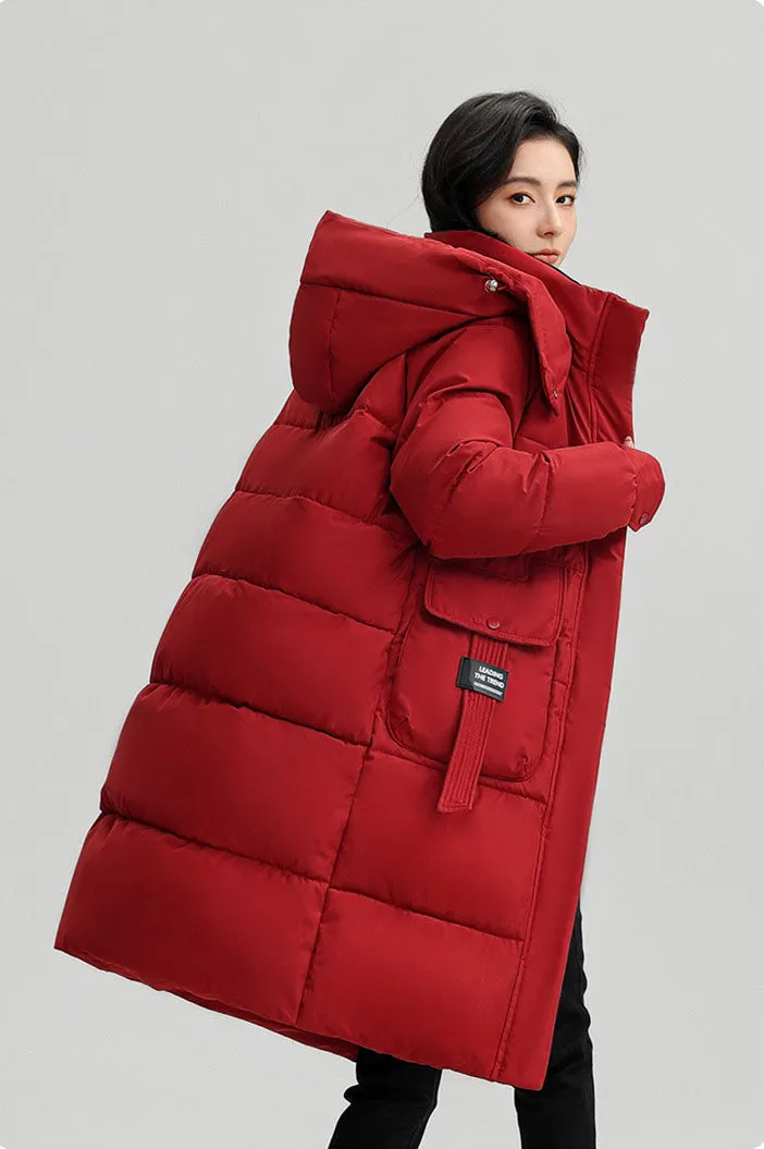 Women's Thickened Water-Resistant Puffer Jacket with a Full Zip