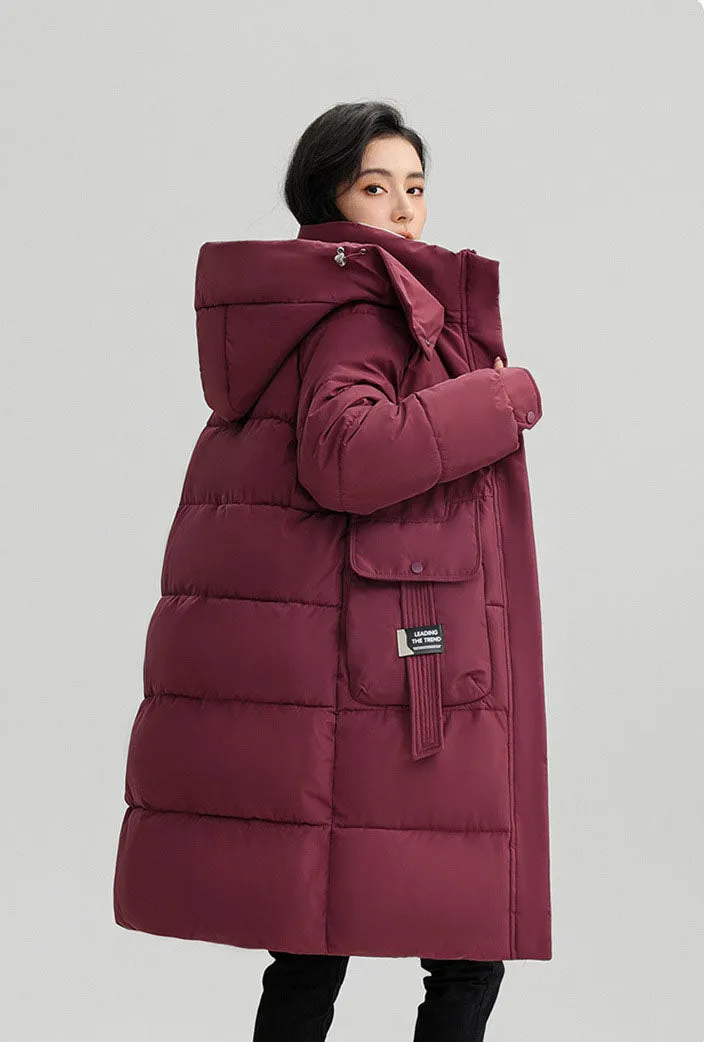 Women's Thickened Water-Resistant Puffer Jacket with a Full Zip
