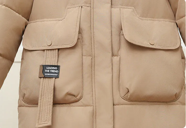 Women's Thickened Water-Resistant Puffer Jacket with a Full Zip