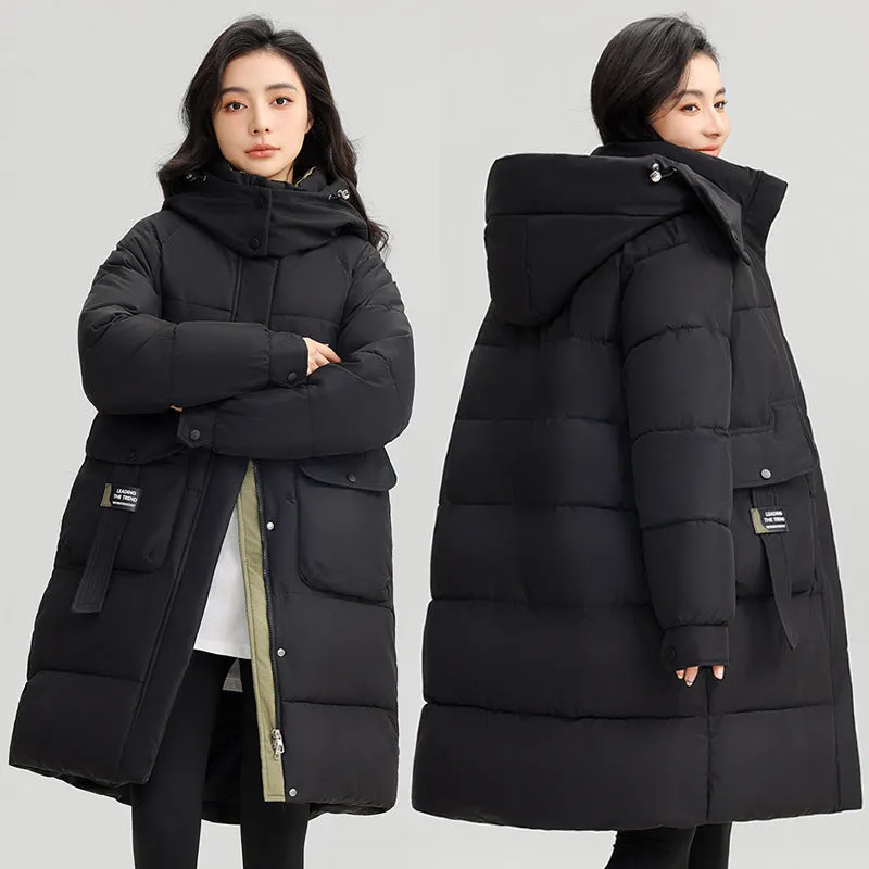 Women's Thickened Water-Resistant Puffer Jacket with a Full Zip