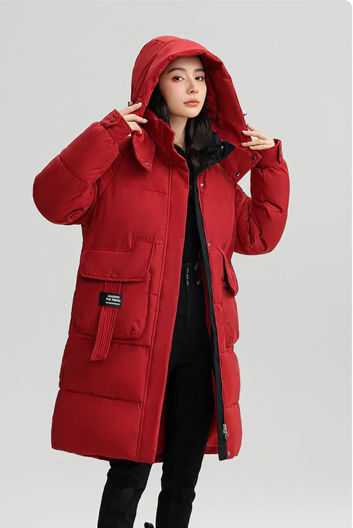 Women's Thickened Water-Resistant Puffer Jacket with a Full Zip
