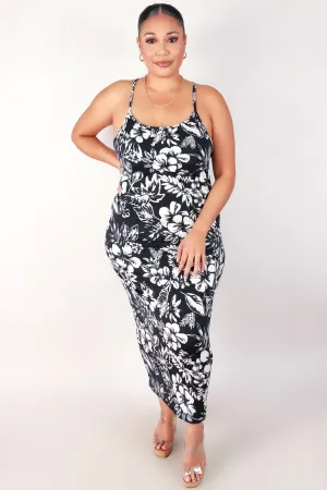 X-BACK TROPICAL MIDI DRESS