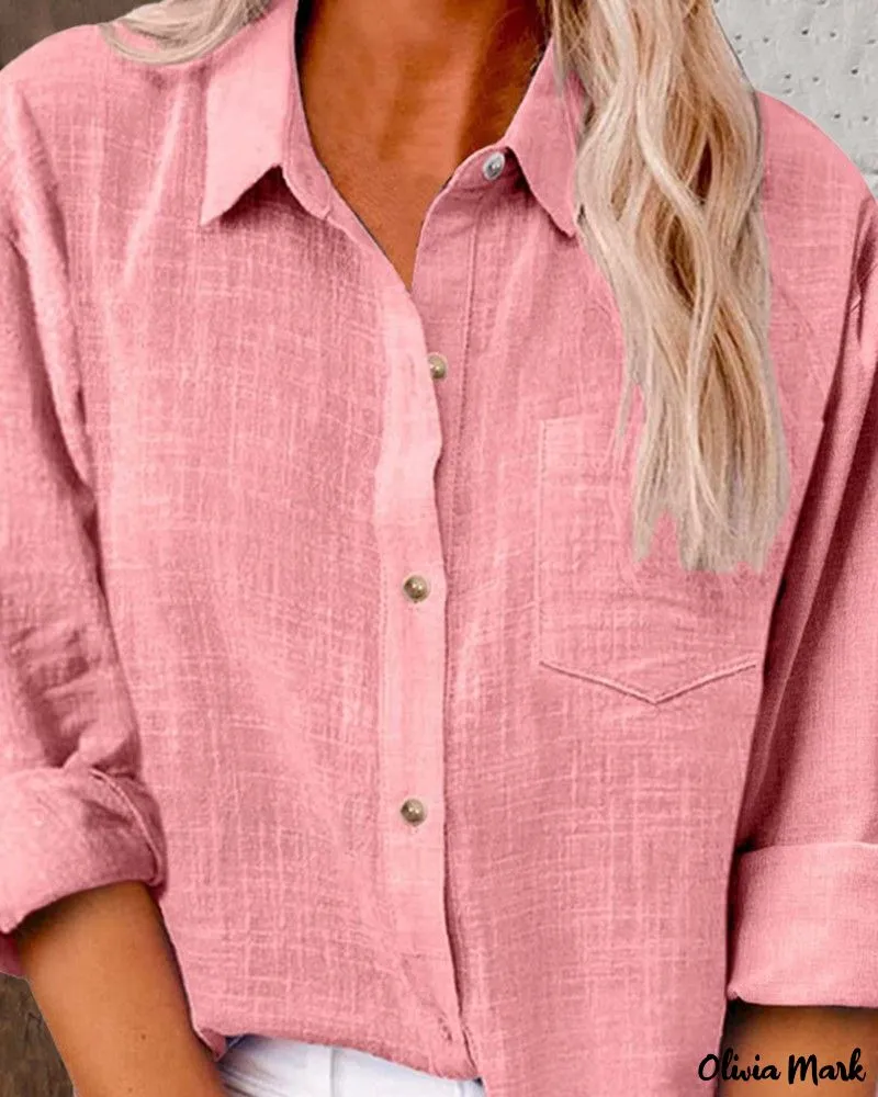 Xieyinshe - Buttoned Long Sleeve Shirt with Chest Pocket Design