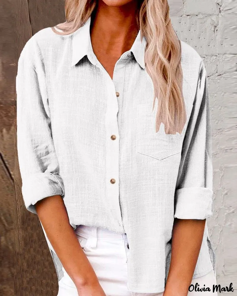 Xieyinshe - Buttoned Long Sleeve Shirt with Chest Pocket Design