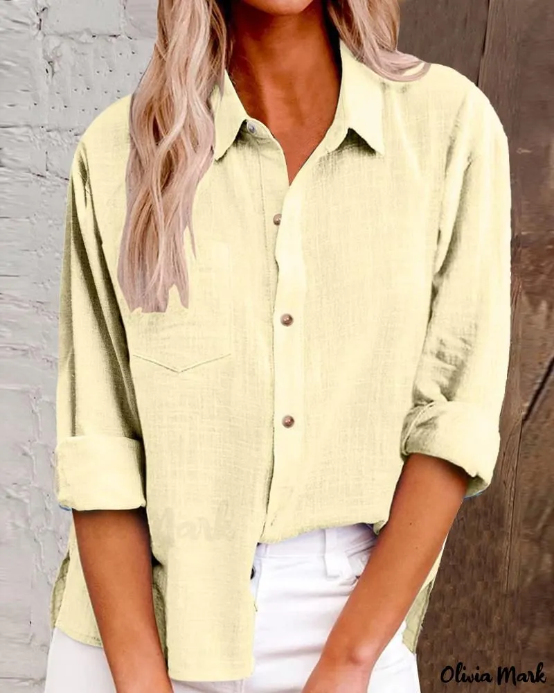 Xieyinshe - Buttoned Long Sleeve Shirt with Chest Pocket Design