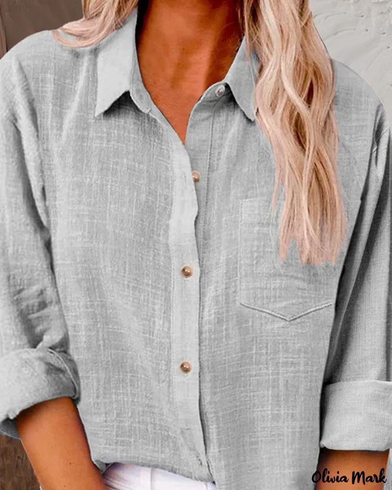 Xieyinshe - Buttoned Long Sleeve Shirt with Chest Pocket Design