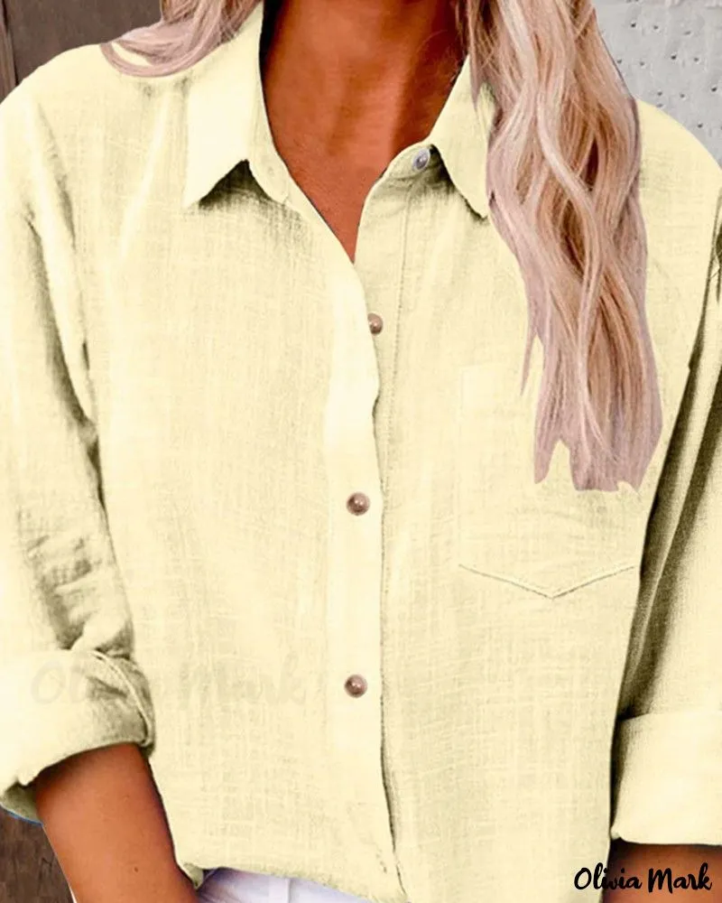 Xieyinshe - Buttoned Long Sleeve Shirt with Chest Pocket Design