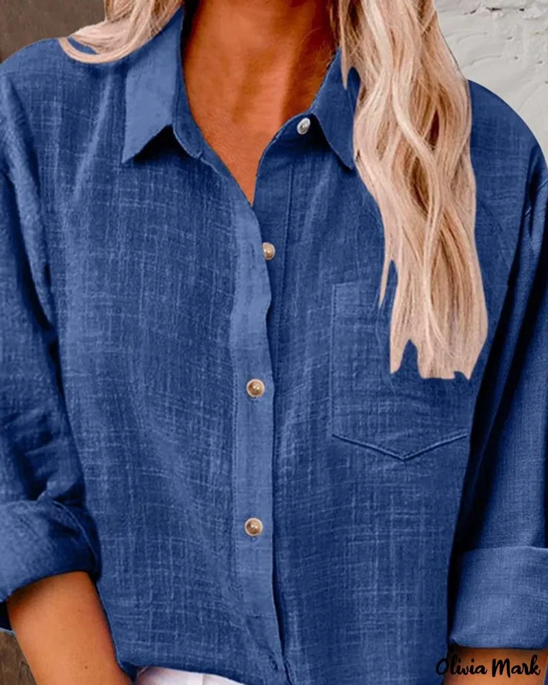 Xieyinshe - Buttoned Long Sleeve Shirt with Chest Pocket Design