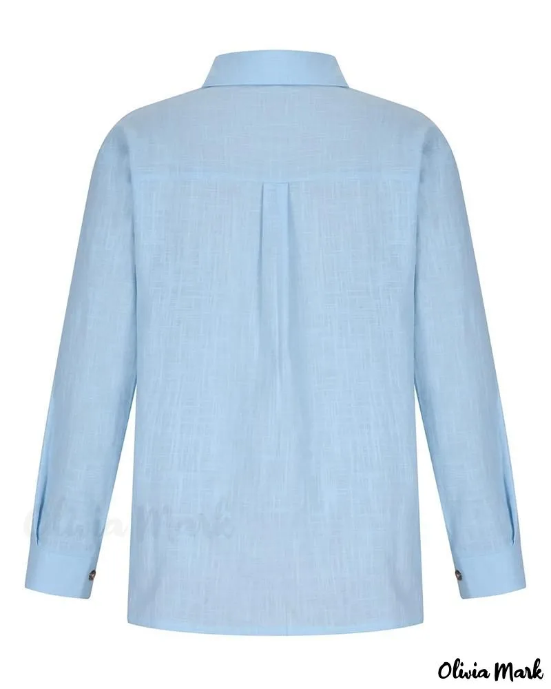 Xieyinshe - Buttoned Long Sleeve Shirt with Chest Pocket Design