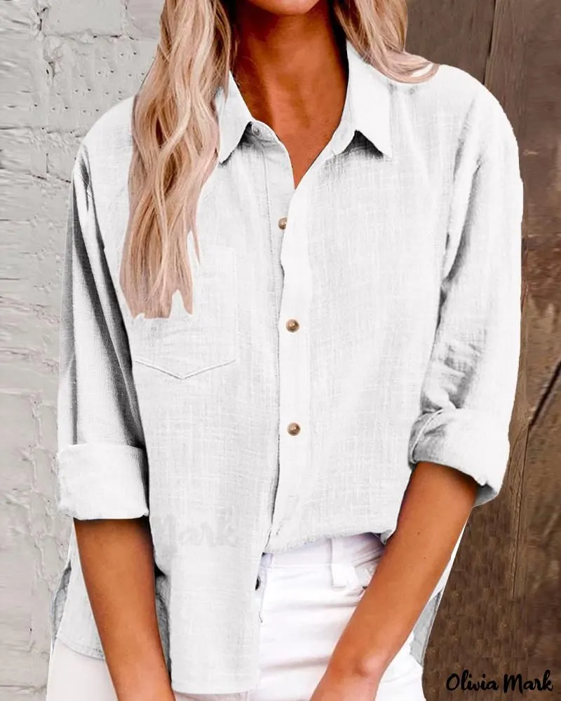 Xieyinshe - Buttoned Long Sleeve Shirt with Chest Pocket Design