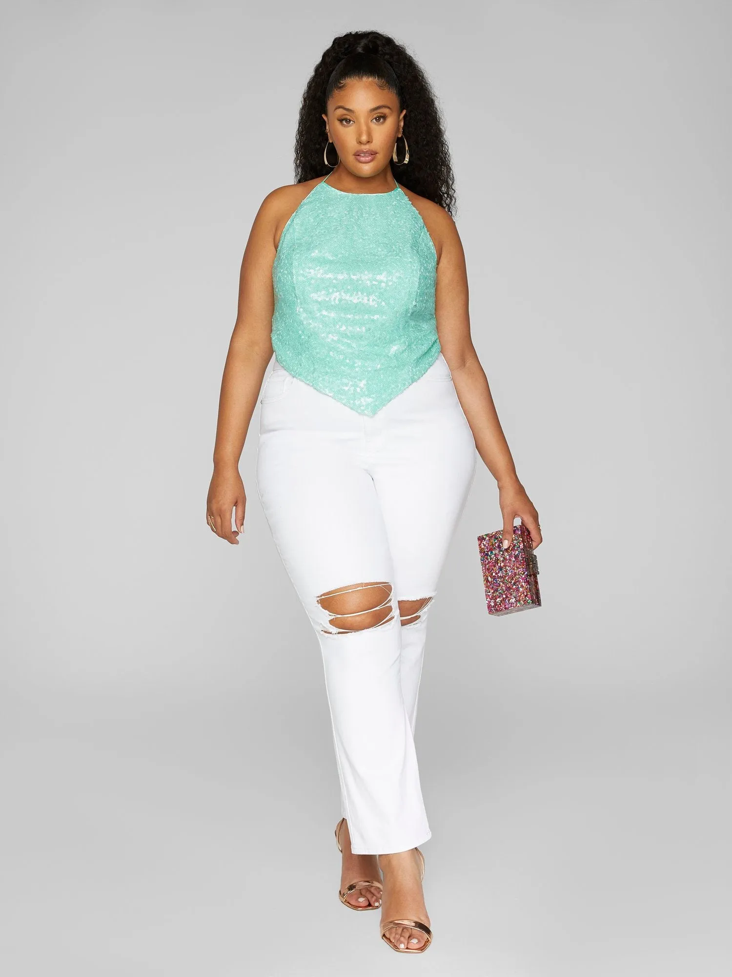 Ximena Sequin Handkerchief Top
