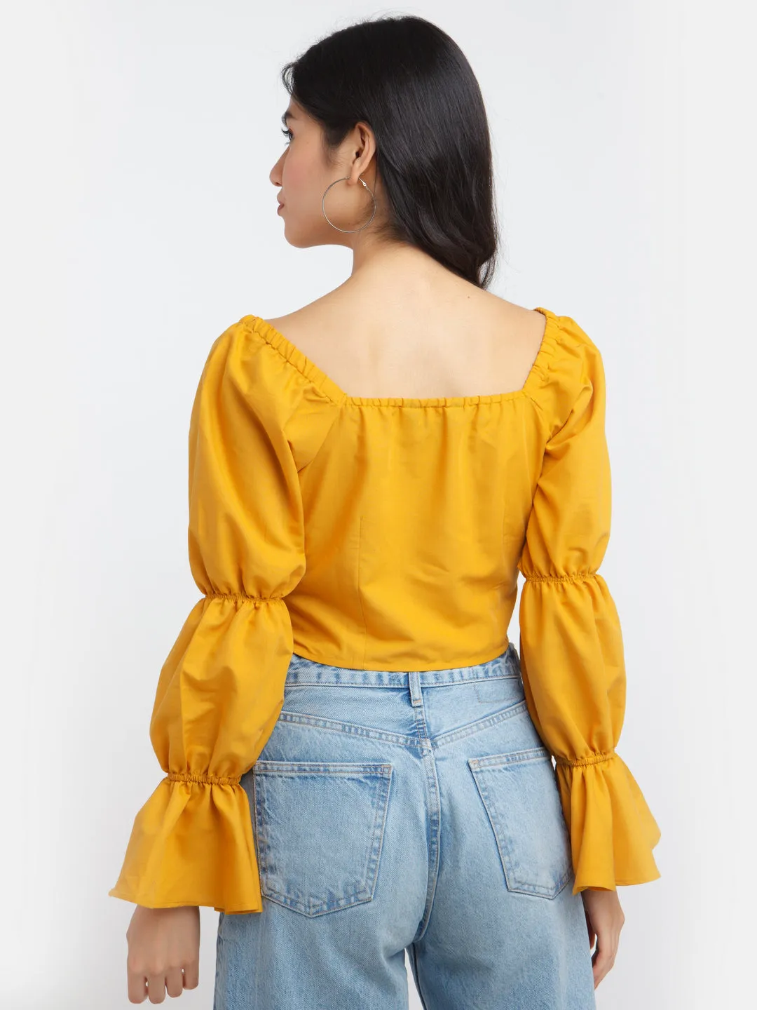 Yellow Solid Ruffled Top