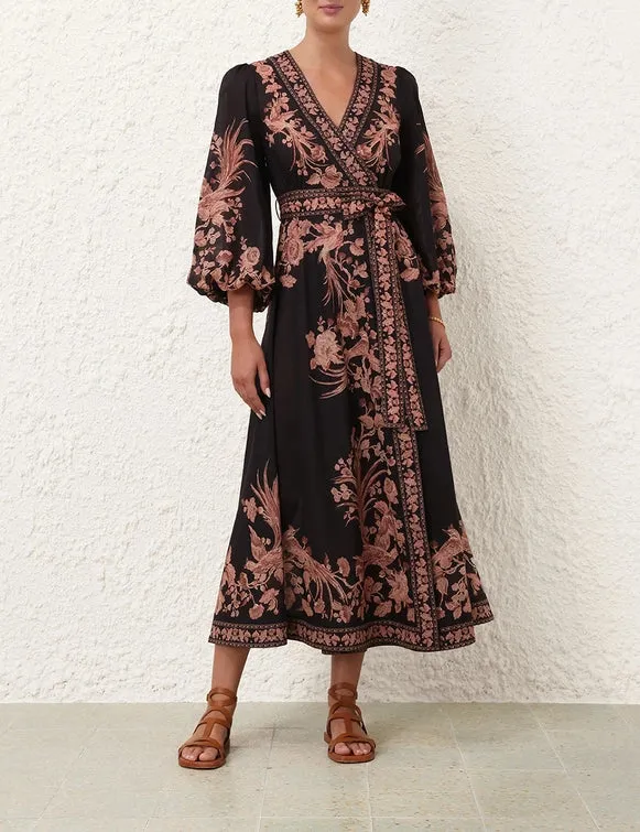 ZIMMERMANN Waverly Wrap Midi Dress