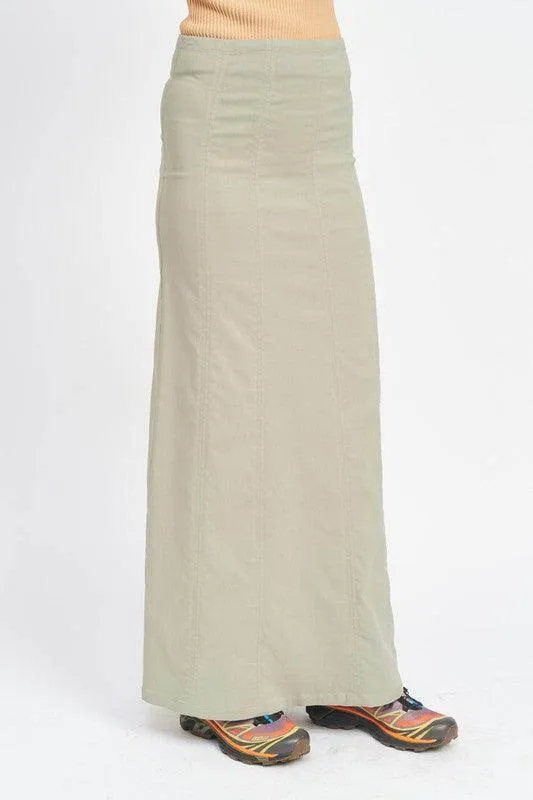 Zipper Up High Rise Maxi Skirt