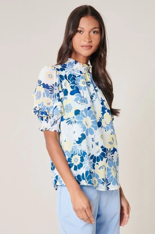 Zippy Seaside Mock Neck Blouse